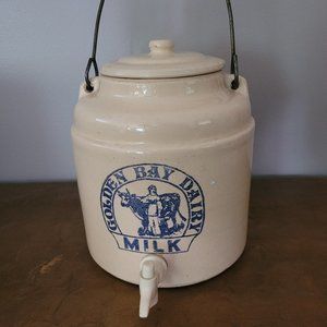 Vintage Heavy Stoneware Crockery Jug by Golden Bay Dairy Milk Farmhouse Decor